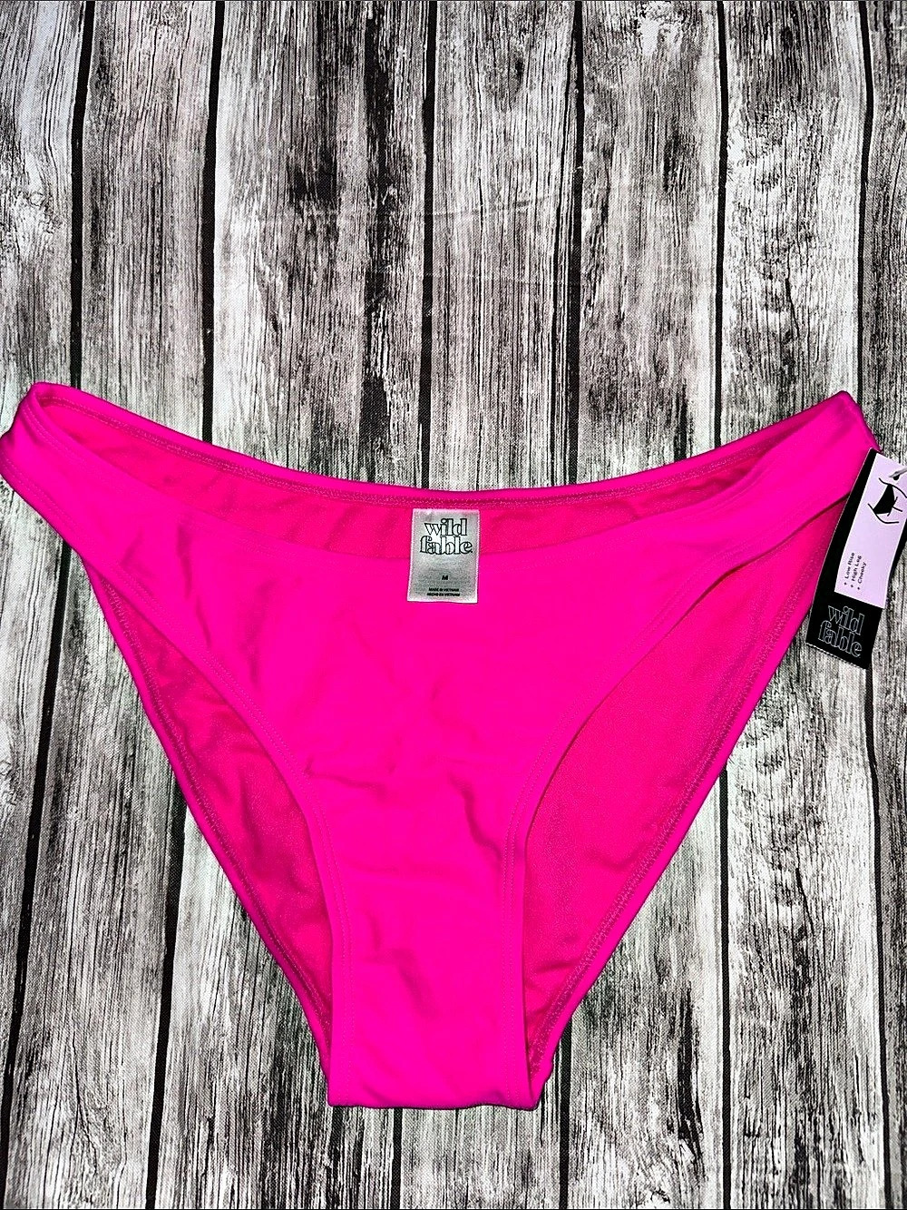 Wild Fable Low Rise High Leg Cheeky Bikini Bottom Pink Medium NWT